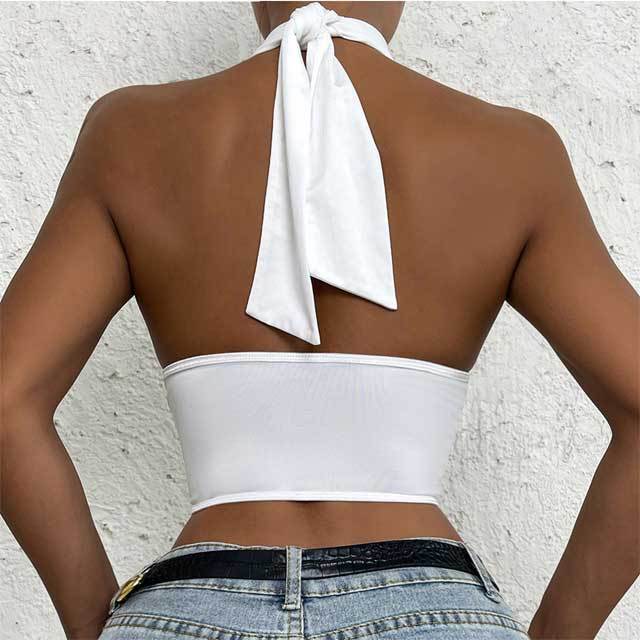 Floral Embroidery Halter Top