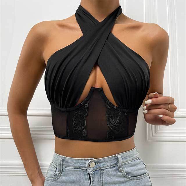 Halter Mesh Crop Top