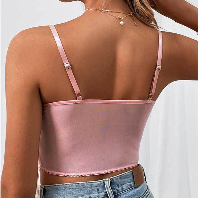 Floral Embroidery Lace-Up Cami Top