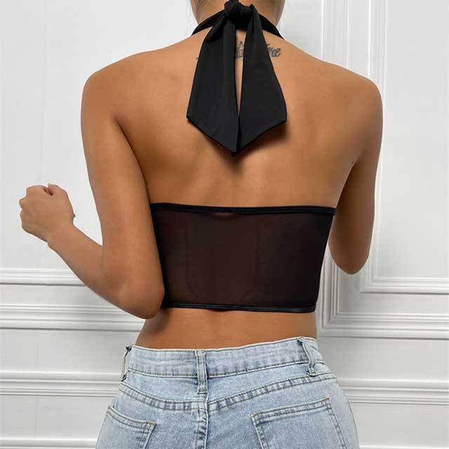 Halter Mesh Crop Top
