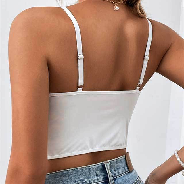 Lace-Up Front Lace Cami Top