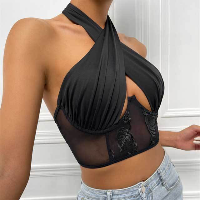 Halter Mesh Crop Top