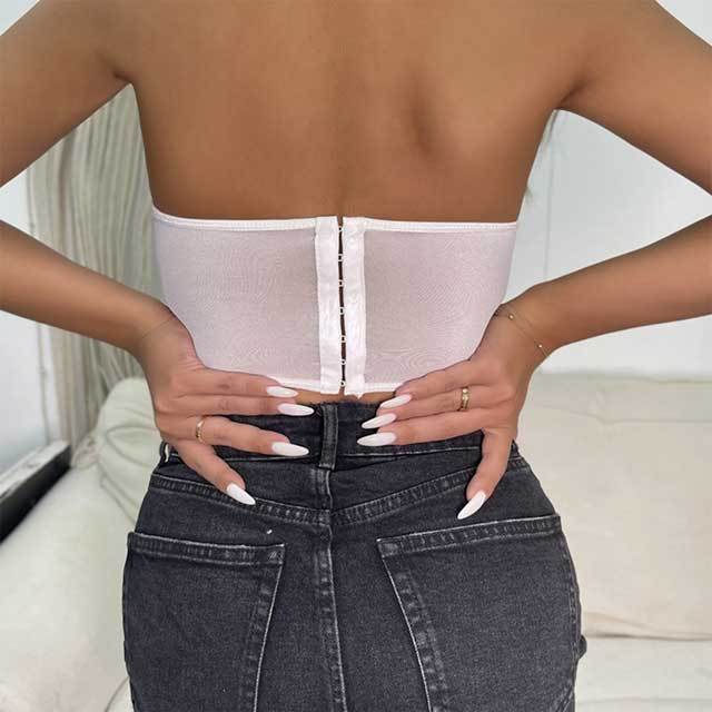 Floral Embroidery Mesh Crop Top