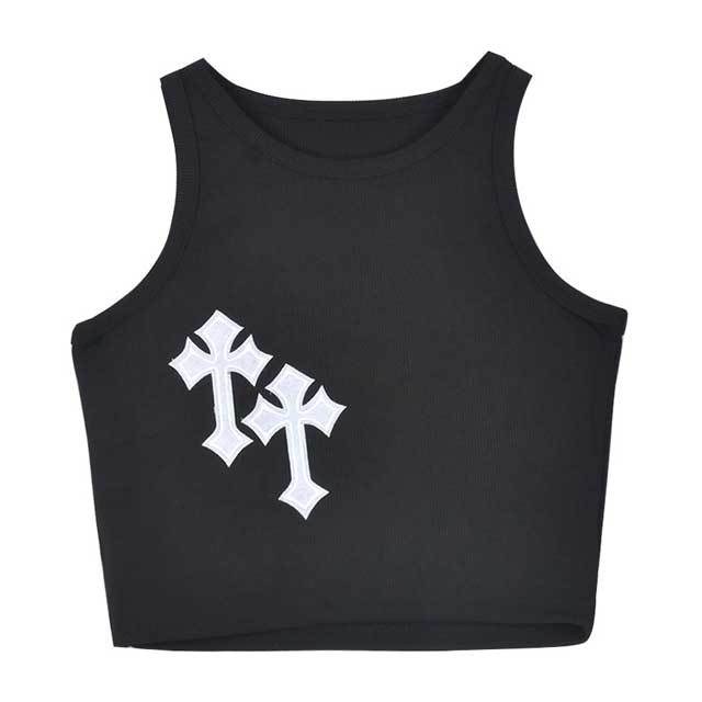 Applique Ribbed Sleeveless Top