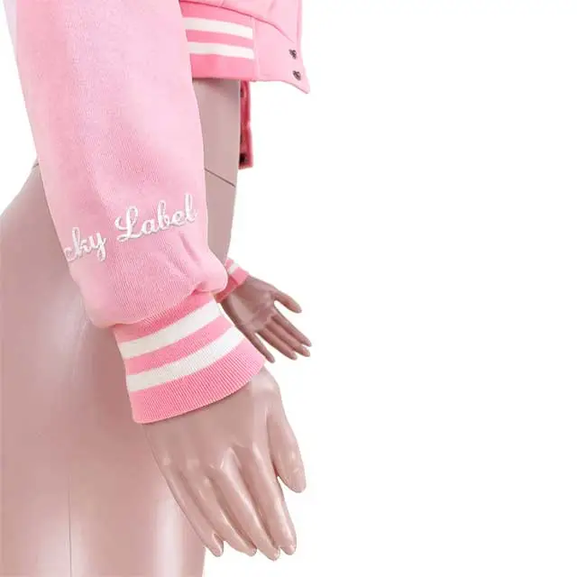 LUCKY LABEL Embroidery Striped Baseball Jacket