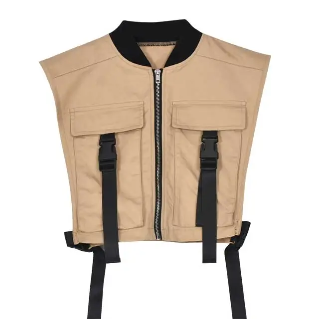 Buckle Strap Zipper Vest Jacket