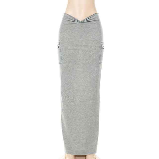 High Waist Maxi Skirt With Pocket