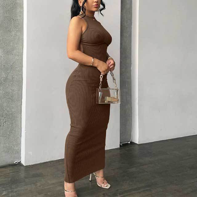 Ribbed Backless Maxi Dress