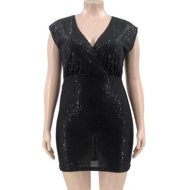 Plus Size Backless Sequin Dress