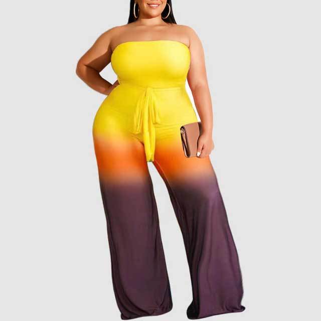 Plus Size Gradient Strapless Jumpsuit