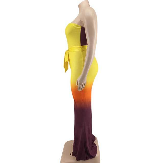 Plus Size Gradient Strapless Jumpsuit