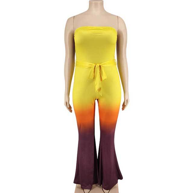 Plus Size Gradient Strapless Jumpsuit