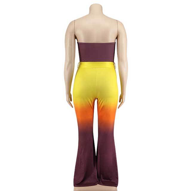 Plus Size Gradient Strapless Jumpsuit
