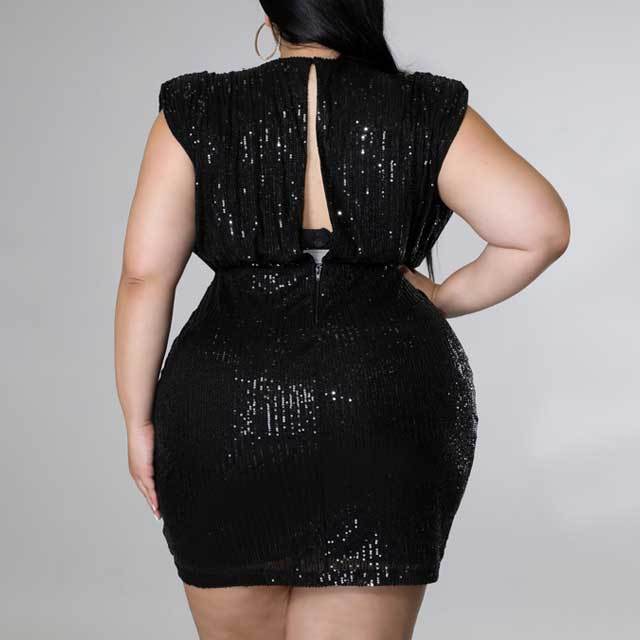 Plus Size Backless Sequin Dress