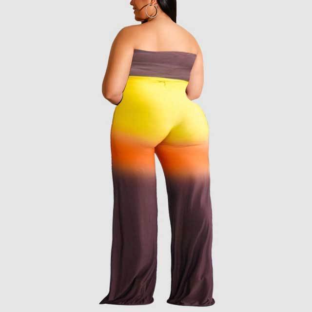 Plus Size Gradient Strapless Jumpsuit