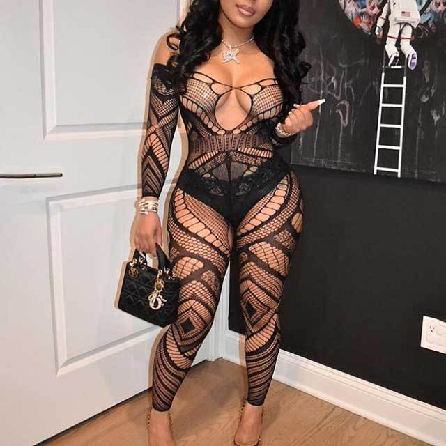 Hollow Out Long Sleeve Jumpsuit