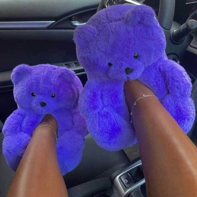 Fuzzy Teddy Bear Slipper