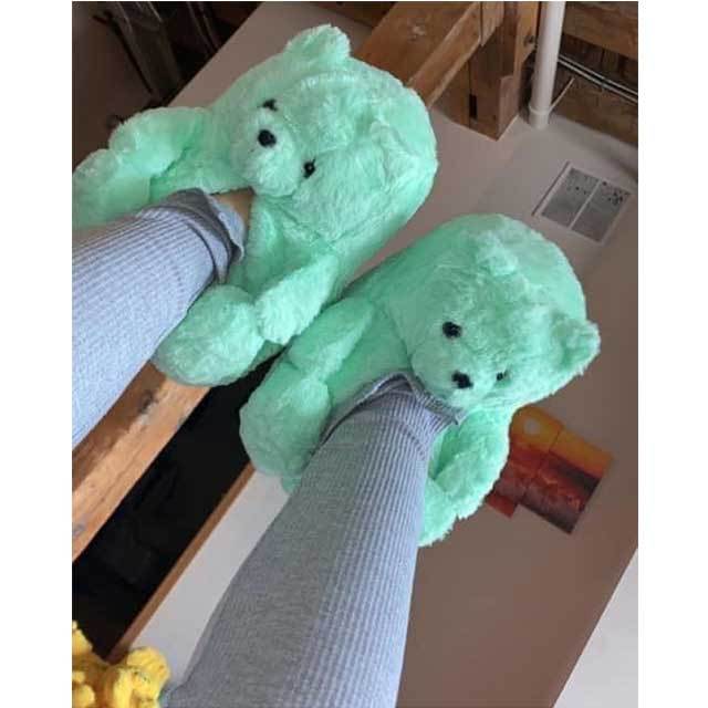Fuzzy Teddy Bear Slipper