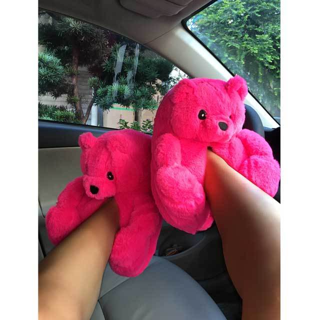 Fuzzy Teddy Bear Slipper