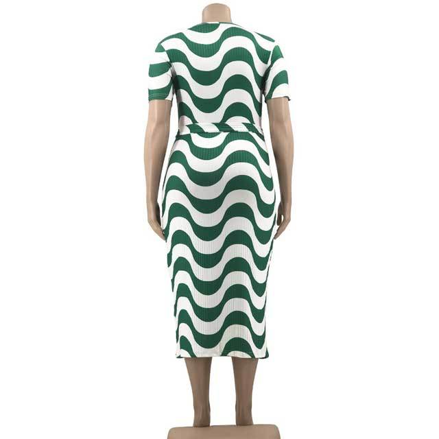 Plus Size Striped Bodycon Dress
