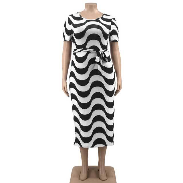 Plus Size Striped Bodycon Dress