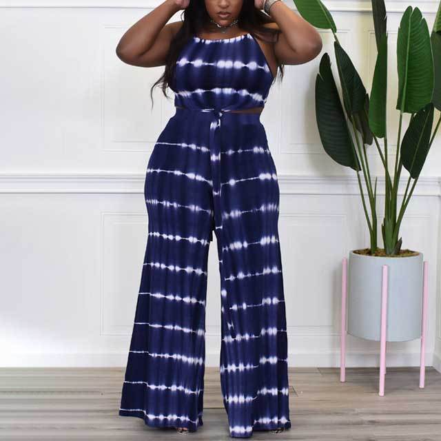 Plus Size Printed Irregular Top Pants Set