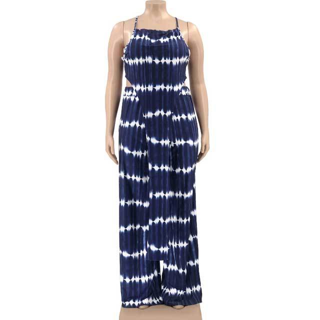 Plus Size Printed Irregular Top Pants Set