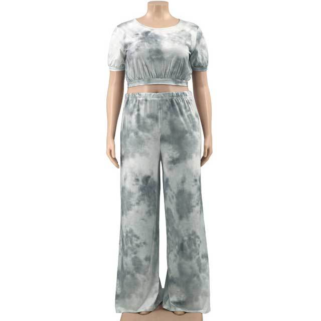 Plus Size Tie Dye Bell Pants Set