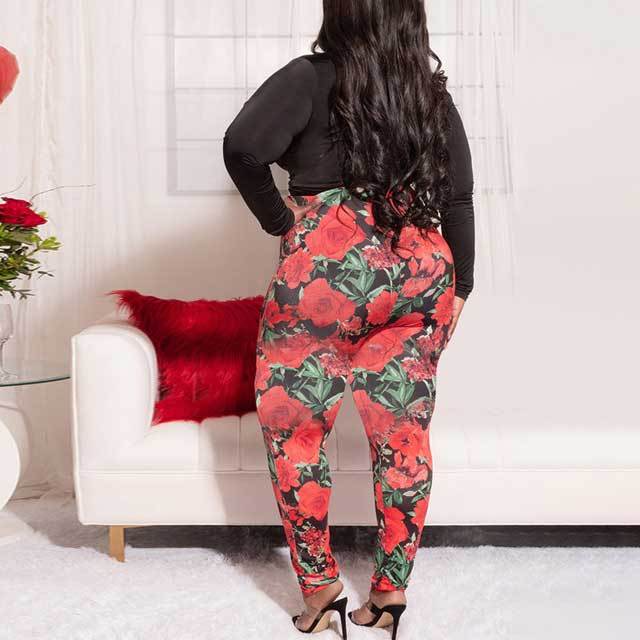 Plus Size Tied Top Printed Pants Set