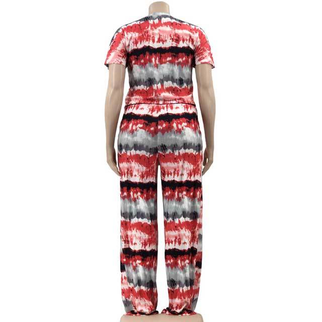 Plus Size Tie Dye Striped Pants Set