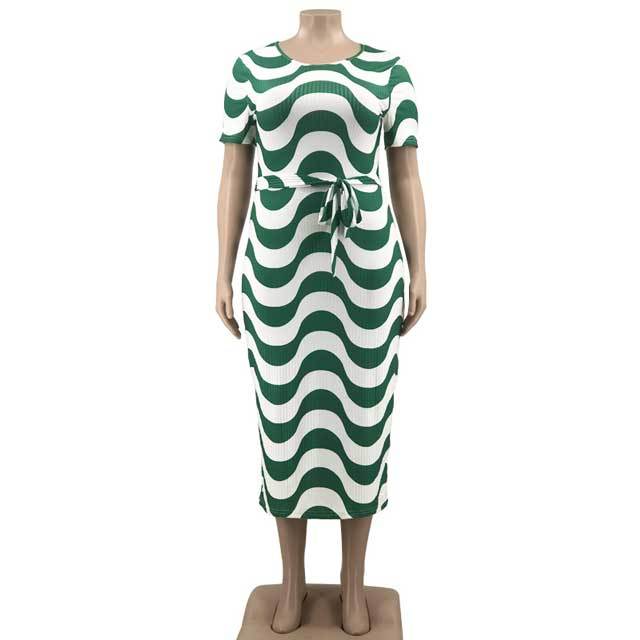 Plus Size Striped Bodycon Dress