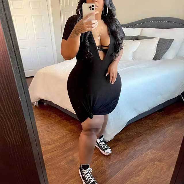 Plus Size Deep V Tee Dress