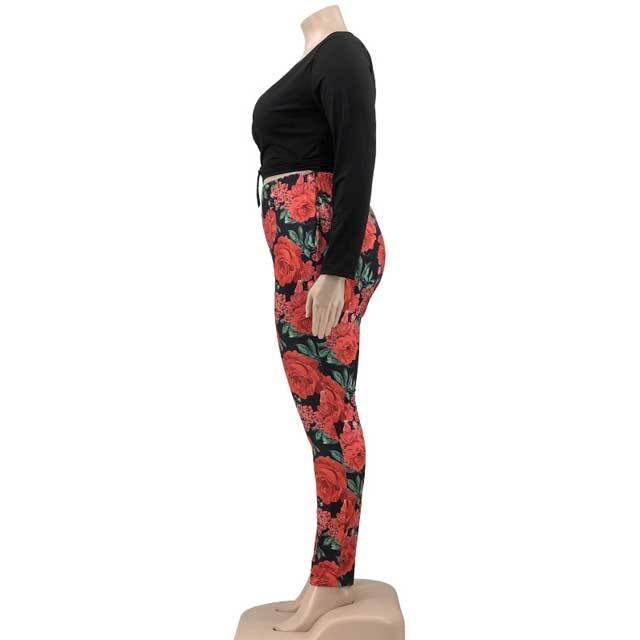 Plus Size Tied Top Printed Pants Set