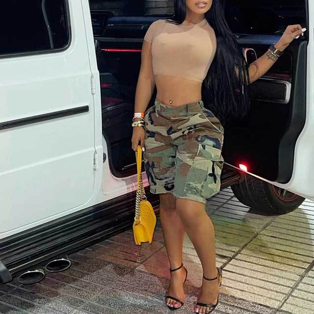 Camo Print Cargo Shorts