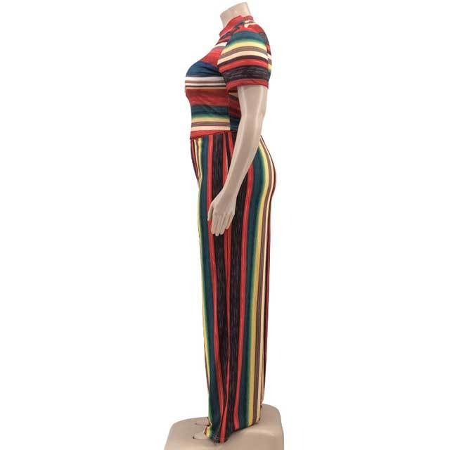 Plus Size Striped Two Piece Set