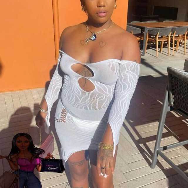 Off Shoulder Hollow Out High Low Dress