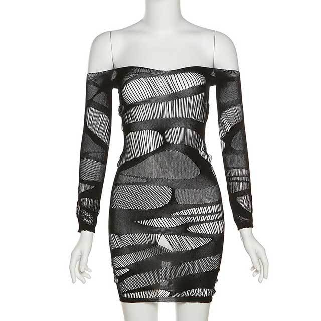 Off Shoulder Hollow Out Lingerie Dress