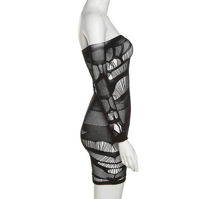 Off Shoulder Hollow Out Lingerie Dress