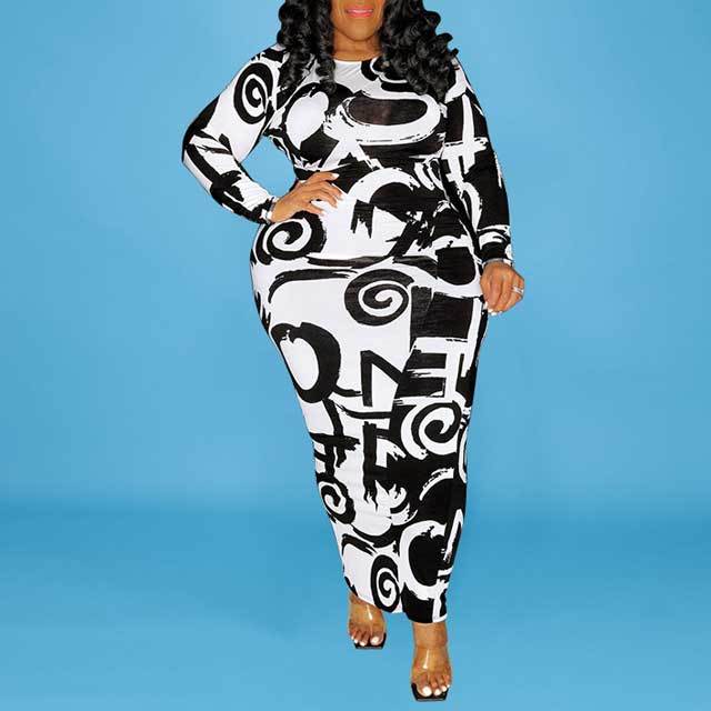 Plus Size Graffic Maxi Dress