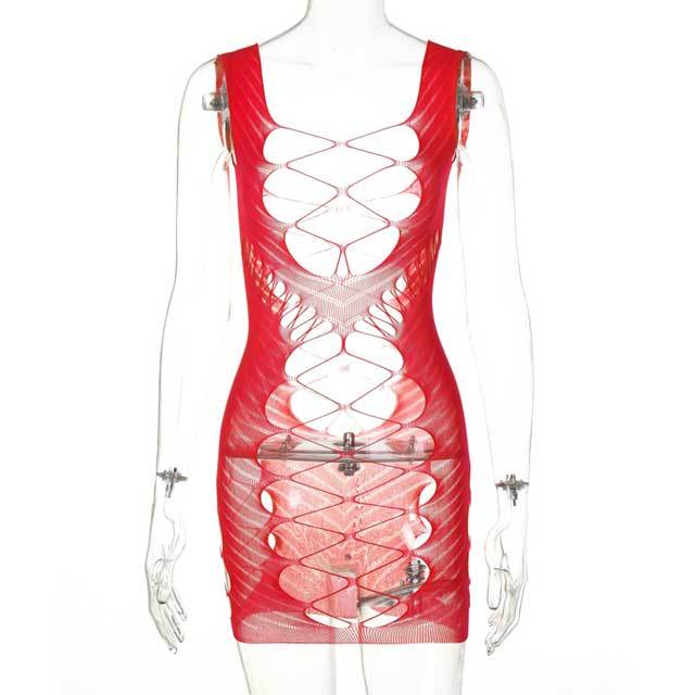 Jacquard Hollow Out Lingerie Dress