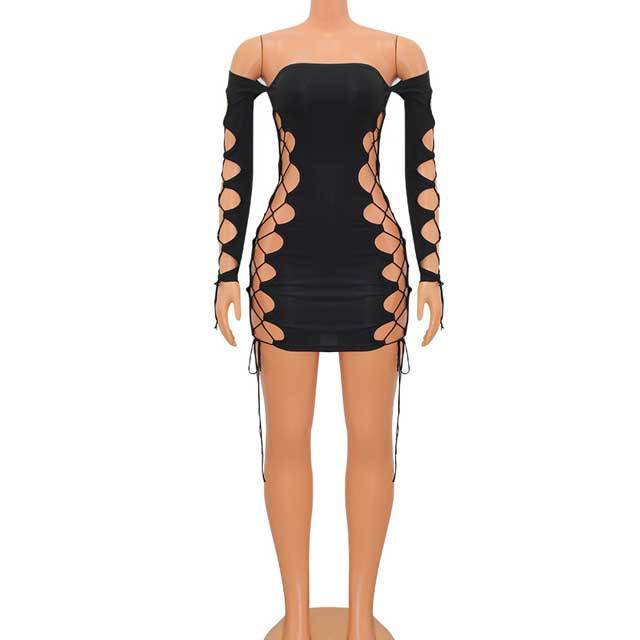 Strapless Lace-Up Bodycon Dress