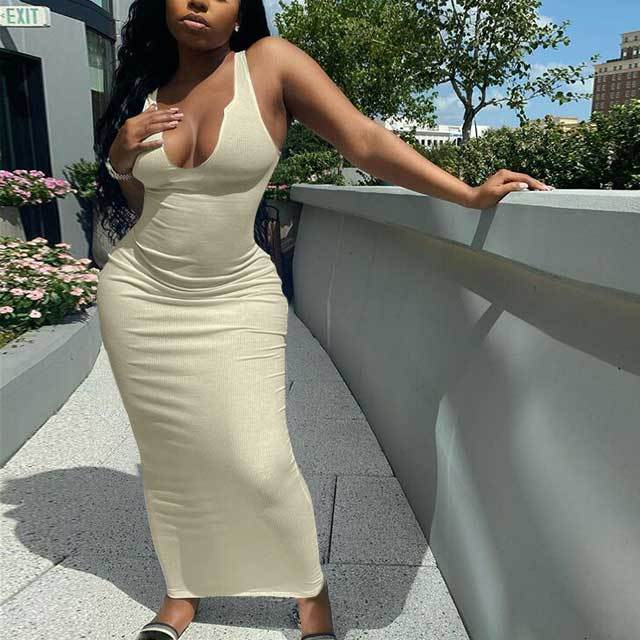 Sleeveless Ribbed Bodycon Dress