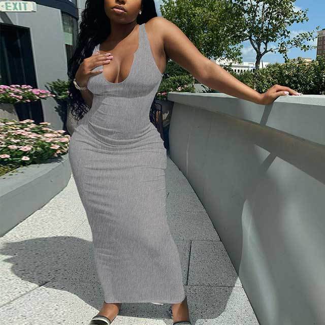 Sleeveless Ribbed Bodycon Dress