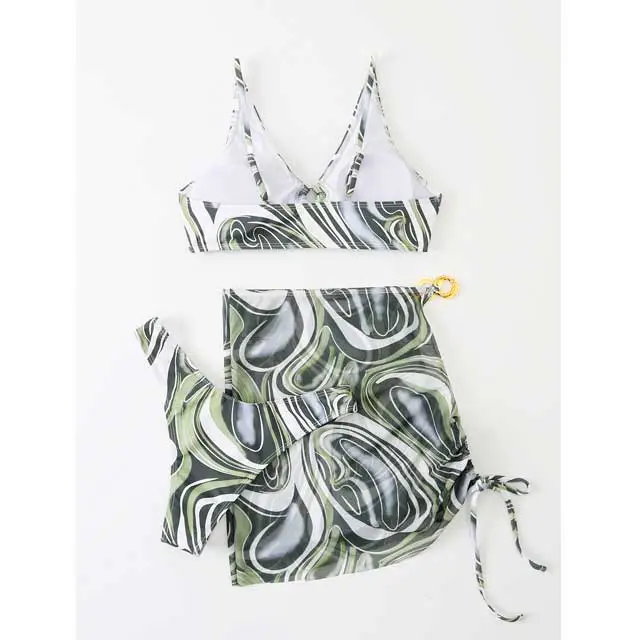 Hollow Out Printed Bathing Suit