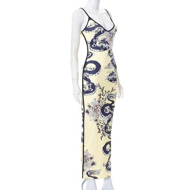 Dragon Print Cami Maxi Dress