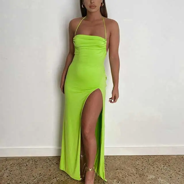 Halter Slit Maxi Dress