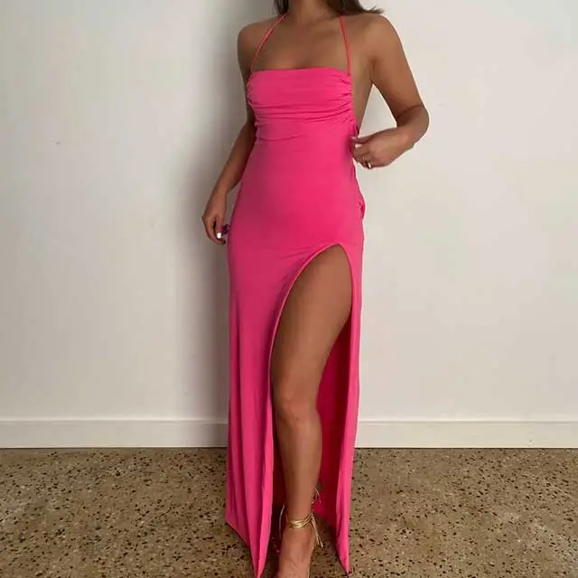 Halter Slit Maxi Dress