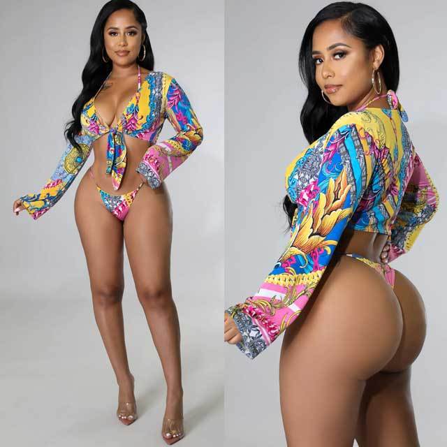Printed 3 Piece Bathing Suit