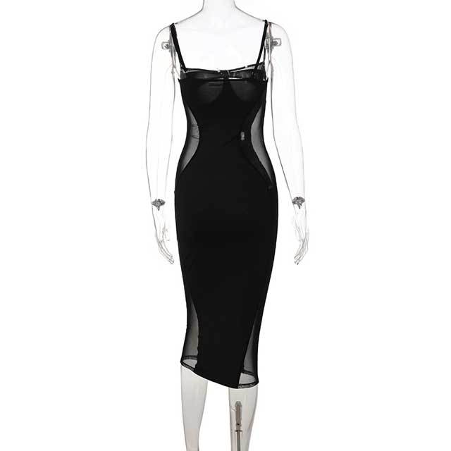 Mesh Spliced Cami Bodycon Dress