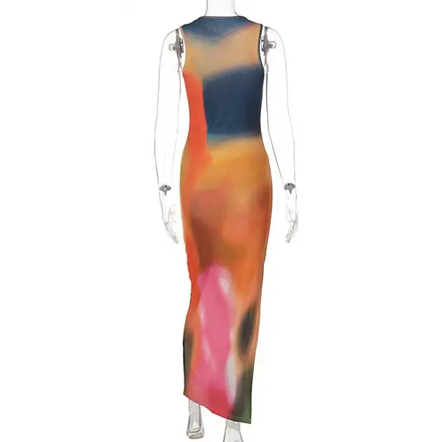 Tie Dye Slit Maxi Dress